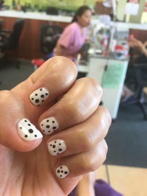 Off white with black polka dots! Fun! Fun!