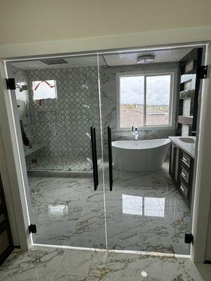 Grey Glass Double Doors