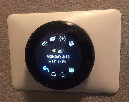 Newly installed Google Nest Learning Thermostat.