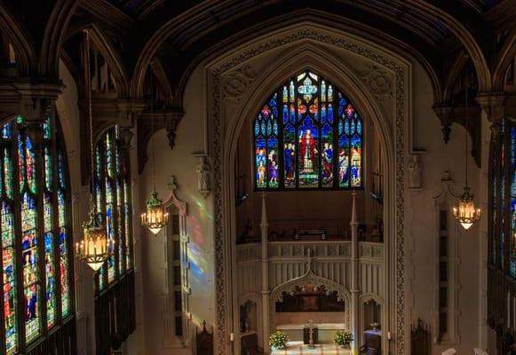 The Great Commission window was the first window completed and was in place for the dedication service for the sanctuary October 7, 1928.