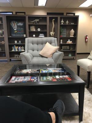 I love this office. The ambiance is so calm & not your typical chiropractic office.