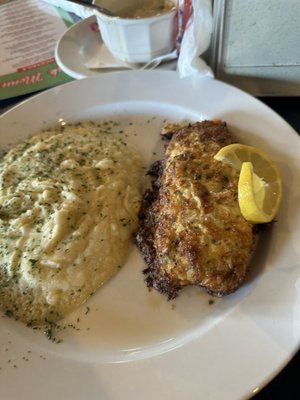 Salmon imperial with mashed potatoes