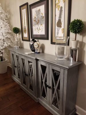 I love this new buffet! I got rid of a huge China cabinet and added this piece to brighten the room and give me extra serving space.