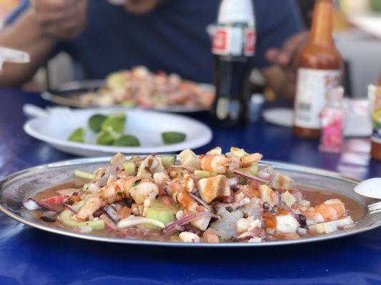 Tostada Mixta at Mariscos El Sinaloco