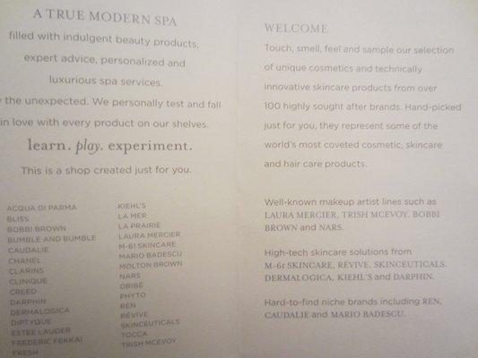 Brands utilized in spa services