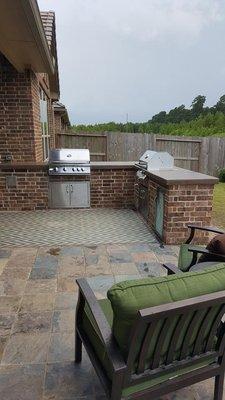 Double Grill Outdoor Kitchen and Slate Patio