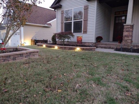 New flower beds with lights