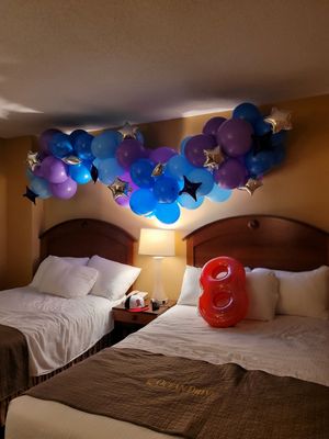 8th birthday hotel balloon garland