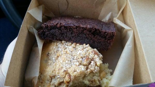 Pear cake and a delicious, chocolatey brownie!