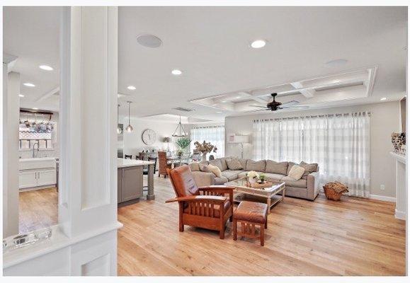 View from entry into family room.  Again floors are much more gray than they show in these pics ‍