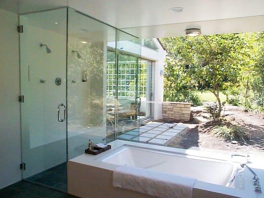 bathroom remodel with indoor/outdoor shower