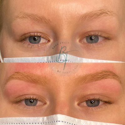 Blonde brows shaped and henna by Shari Saint