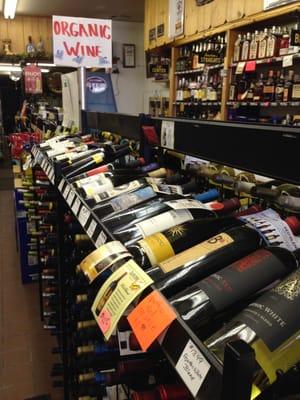 Large selection of organic wines and blends.