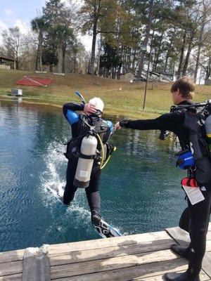 Giant stride entry at Vortex Springs