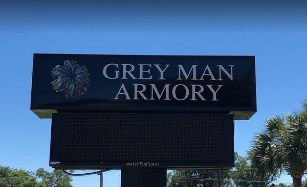 Grey Man Armory sign