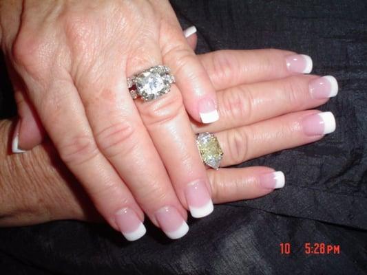 Sculptured Pink & White Acrylics on Jean F