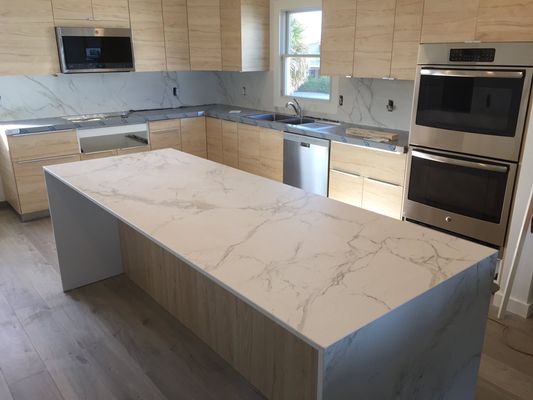 Cabinets countertops marble island flooring