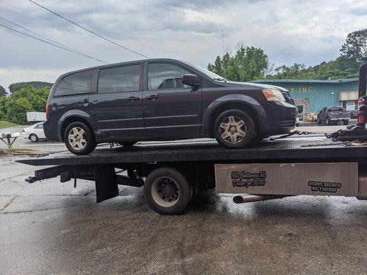 On the tow truck