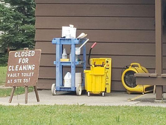 When you see this sign, its too late. You will have a long wait. The cleaning crew is nice and very thorough though.