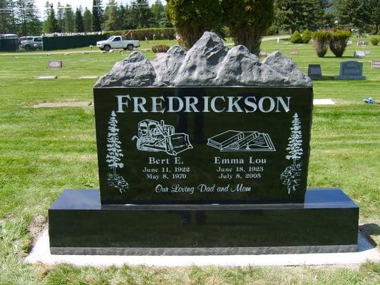 Rocky Mountain Top Monument™  The polished face of the base can be engraved with up to 8 family member names and dates.