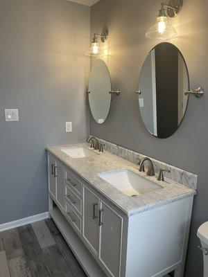 Converted single to double sink vanity