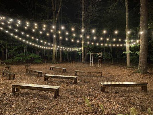 Bistro lighting in woods