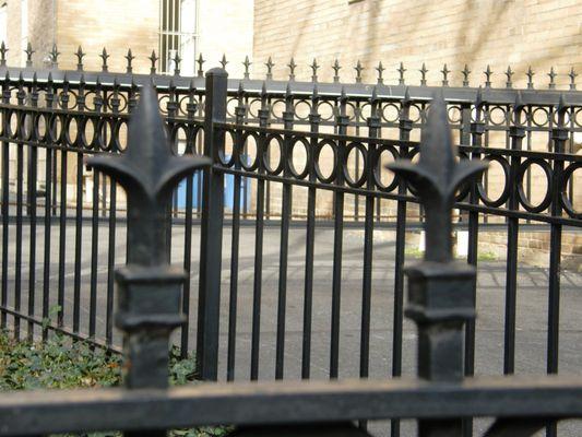 Ornamental iron fence.