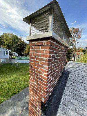 New chimney repair, crown, flashing, cap