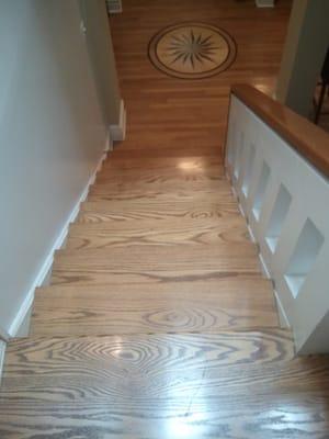 The pine stairs were going to be carpeted. Nick made & fitted 1/2" Oak Treads & Risers to give a Solid Oak look & feel