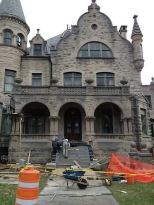 Front steps are being rebuilt.  Great setting for weddings.