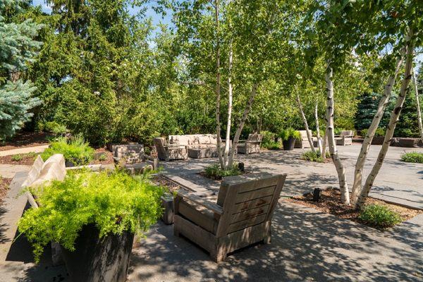 Birch Park with fire tables at Cedars of Edina