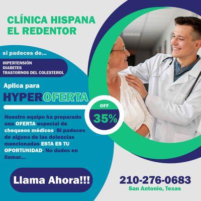 HYPEROFERTA para tus exámenes de rutina.
Planes para toda la familia Hispana en San Antonio, TX