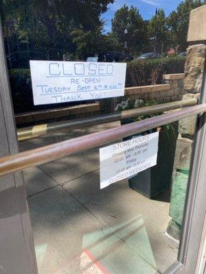 Closed for the Labor Day Holiday