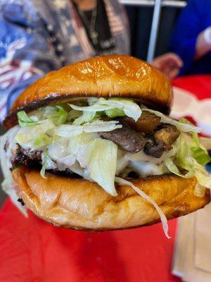 Don't you wish you were eating this Jalapeño, mushroom burger?