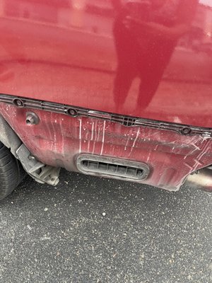 This is after Vincent supposedly put a new bumper on my car but then fell off while driving and ripped apart.