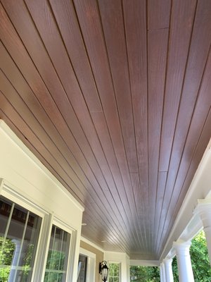 Refinished porch ceiling