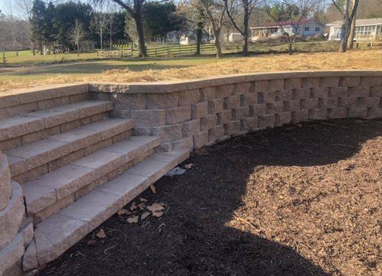 Retaining wall with Steps.