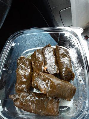 Dolmas! Grape leaves stuffed with rice.