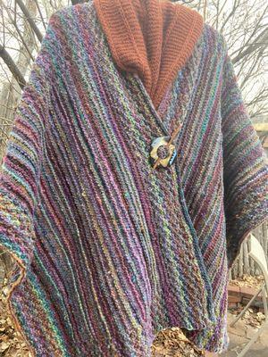 The many wonderful yarns continue to inspire new designs. Very easy Serape in Noro.