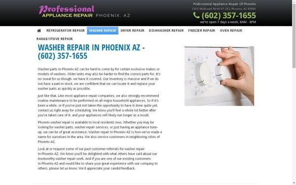 Professional Appliance Repair of Phoenix, (602) 357-1655
 www.appliancerepairofphoenixaz.com Affordable rates and $20 discount on appliance