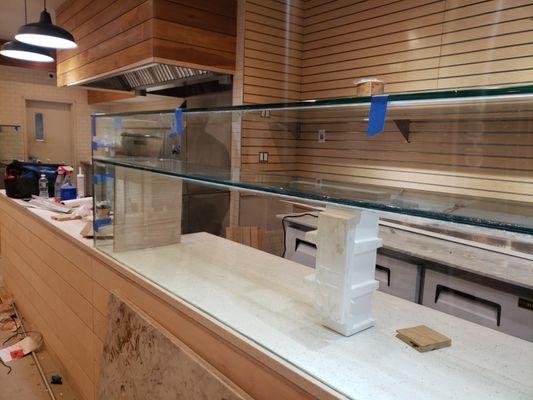 Beautiful countertop and glass installed.