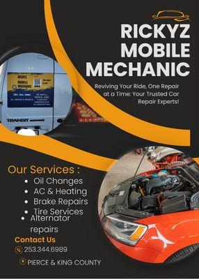 Mobile mechanic Services we offer:
Ac recharge 
Brakes repairs