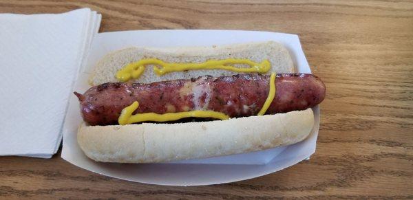 Cuban brat with mustard. So. Damn. Good.