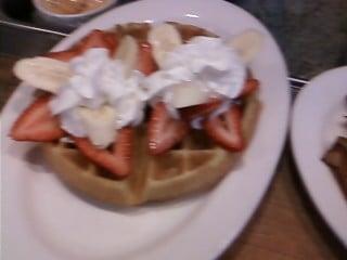 waffle with banana and strawberries