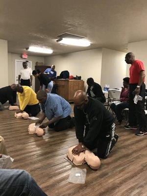 CPR certification class for local church leadership.