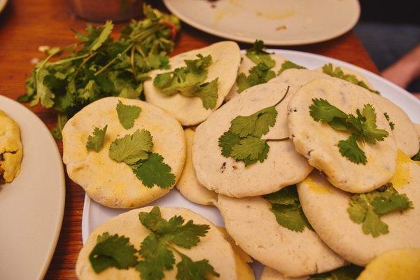 Homemade black bean and mushroom pupusas!