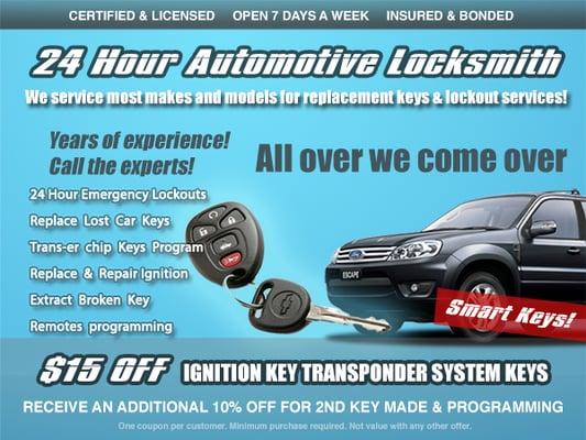 Keys to any Car make and model that's moves on roads now at your location.