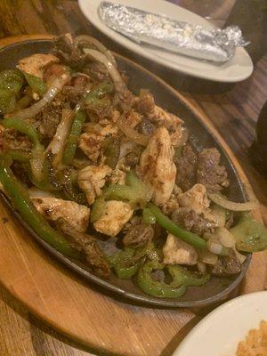 Chicken and steak fajitas