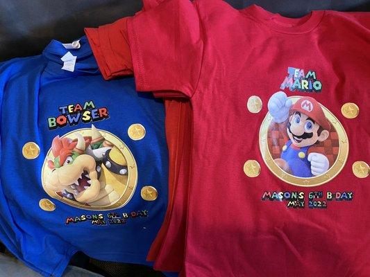 Super Mario themed bday party shirts!