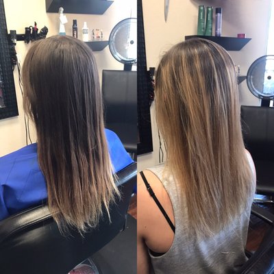 Nice before and after ombré